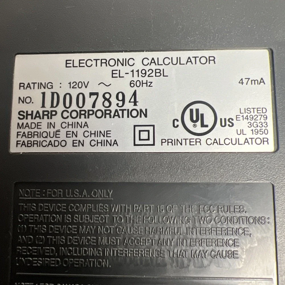 Sharp EL-1192BL Scientific Calculator 2 Color Printing 12 Digit Adding‎ Machine